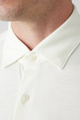  Krem Uzun Kol Slim Fit Modal Karışımlı Örme Spor Gömlek
