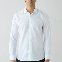 Beyaz Uzun Kol Slim Fit %100 Pamuk Çizgili Gömlek