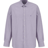Light Purple Long Sleeve Regular Fit Striped Cotton Shirt