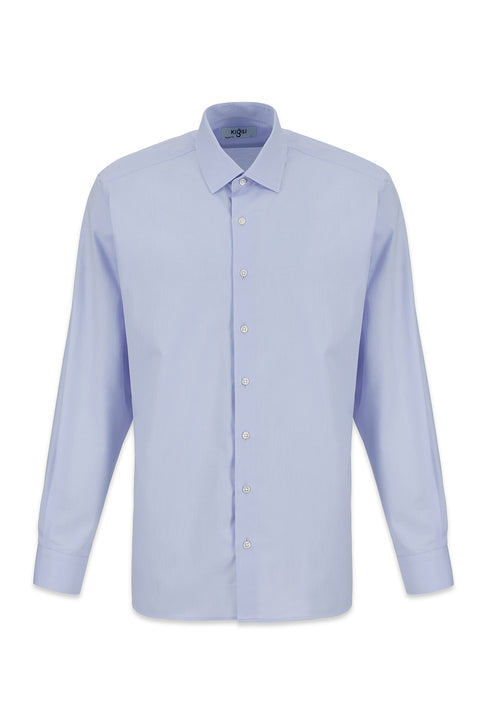 Açık Mavi Uzun Kol Regular Fit %100 Pamuk Oxford 4 Mevsim Gömlek