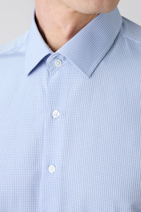 Koyu Mavi  Uzun Kol Slim Fit Klasik Desenli Pamuklu Kolay Ütülenebilir Gömlek