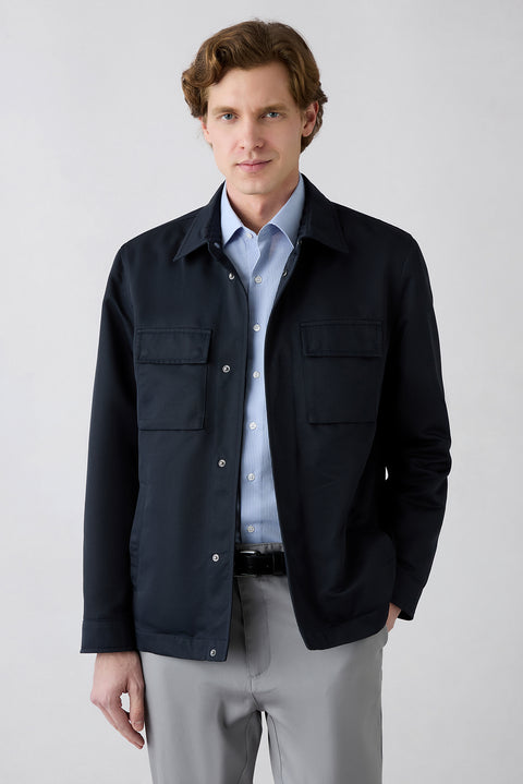 Koyu Mavi  Uzun Kol Slim Fit Klasik Desenli Pamuklu Kolay Ütülenebilir Gömlek