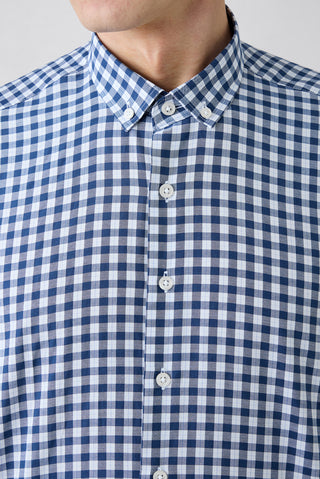  Koyu Lacivert Uzun Kol Regular Fit  Ekose Pamuklu Gömlek