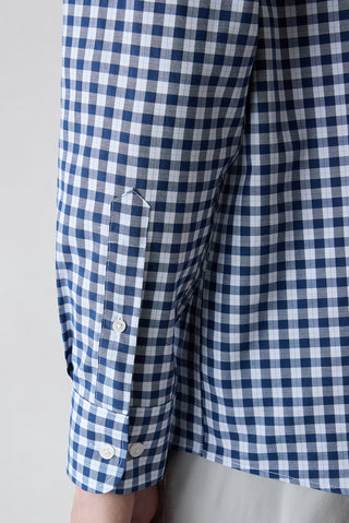  Koyu Lacivert Uzun Kol Regular Fit  Ekose Pamuklu Gömlek