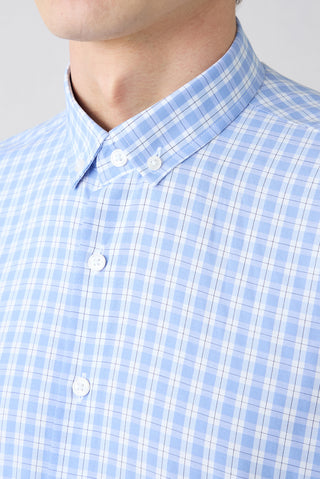  Mavi Uzun Kol Regular Fit  Ekose Pamuklu Gömlek