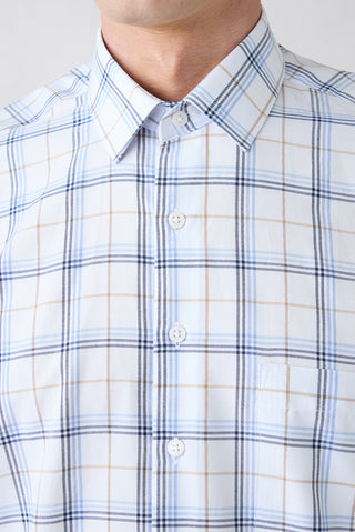  Mavi Uzun Kol Regular Pamuk Ekose Gömlek