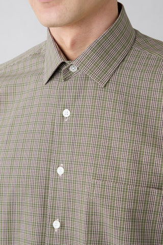  Orta Haki Uzun Kol Regular Fit Ekose Pamuk Gömlek