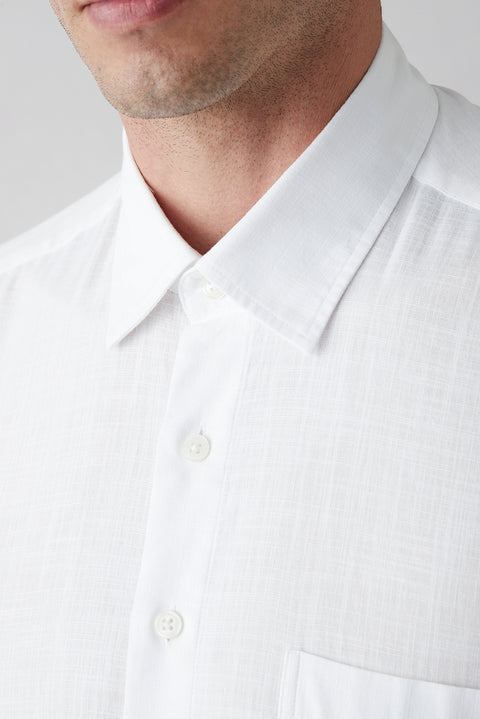 White Long Sleeve Regular Fit Cotton Plain Shirt
