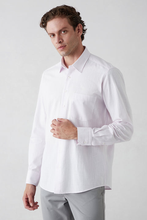 Dusty Pink Long Sleeve Regular Fit Cotton Plain Shirt