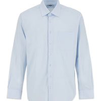 Light Blue Long Sleeve Slim Fit Textured Cotton Shirt