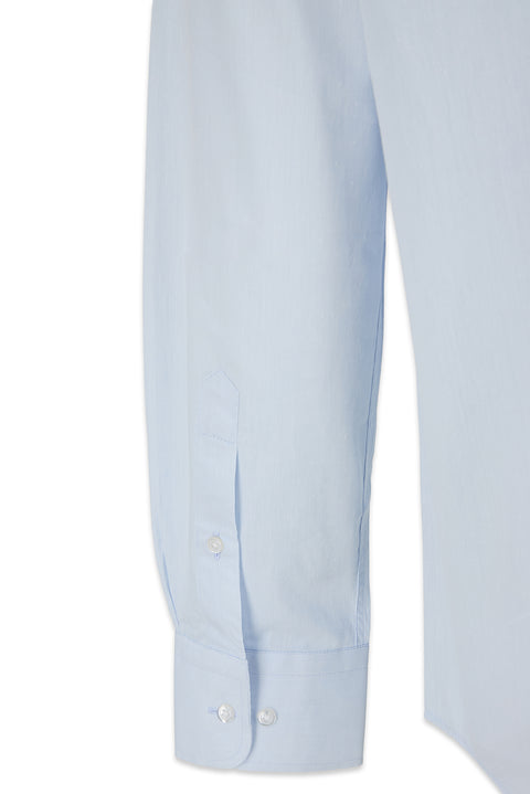 Light Blue Long Sleeve Slim Fit Textured Cotton Shirt