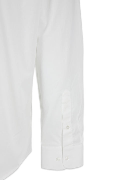 White Long Sleeve Slim Fit Textured Cotton Shirt