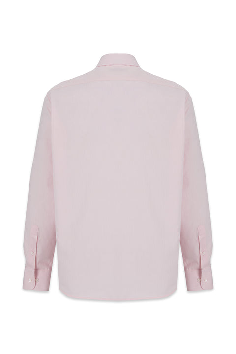 Dusty Pink Long Sleeve Slim Fit Textured Cotton Shirt