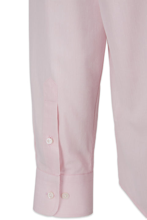 Dusty Pink Long Sleeve Slim Fit Textured Cotton Shirt