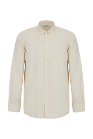  Taş Uzun Kol Regular Fit Düğmeli Yaka Spor Pamuk Nefes Alabilen Keten Görünümlü Gömlek