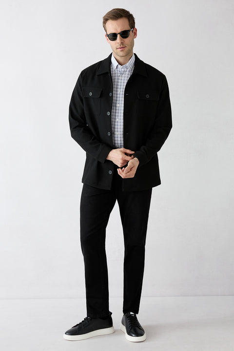 Açık Füme Kısa Kol Regular Fit Düğmeli Yaka Nakışlı Cepli Pamuk Ekose Gömlek