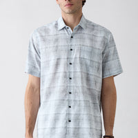 Medium Gray Short Sleeve Regular Fit Linen Plain Shirt