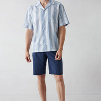 Light Blue Short Sleeve Oversize Fit Linen Shirt