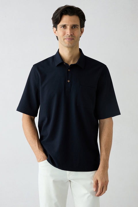 Dark Navy Short Sleeve Regular Fit Plain Shirt