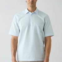 Light Blue Short Sleeve Regular Fit Striped Shirt