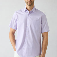 Lilac Short Sleeve Regular Fit Cotton Striped Shirt