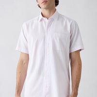 Dusty Pink Short Sleeve Regular Fit Cotton Plain Shirt