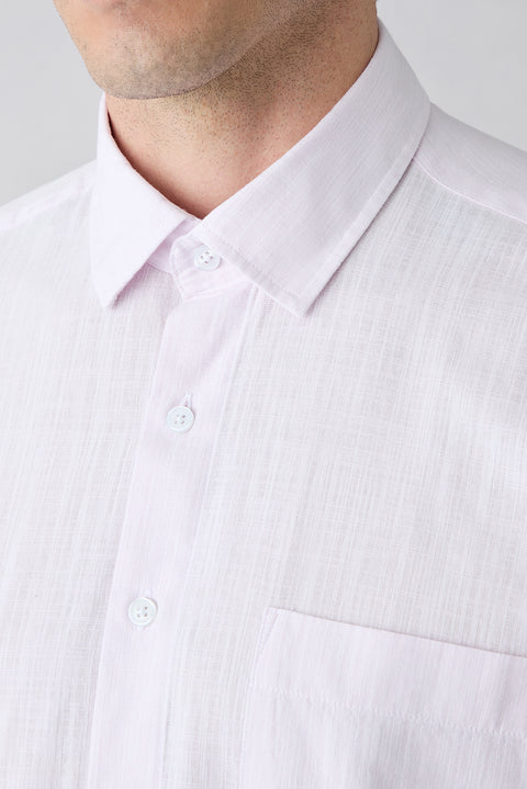 Dusty Pink Short Sleeve Regular Fit Cotton Plain Shirt