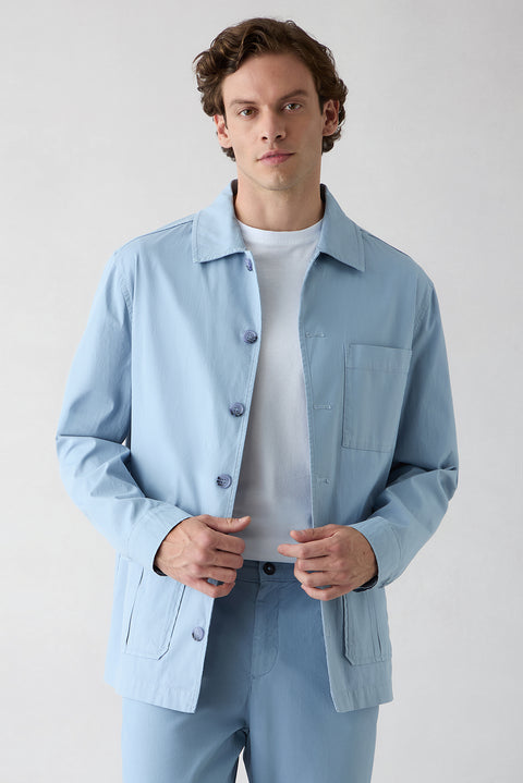 Aviator Blue Regular Fit Shirt Collar Jacket
