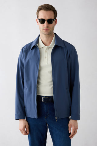  Koyu Mavi  Bebe Yaka Fermuarlı Cepli Mevsimlik Mont