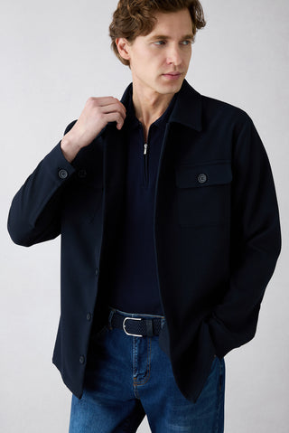  Koyu Lacivert Regular Fit Klasik Yaka Mont