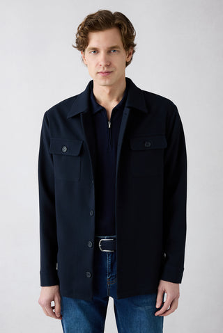  Koyu Lacivert Regular Fit Klasik Yaka Mont