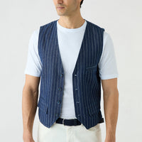 Dark Navy Regular Fit V-Neck Cotton Vest