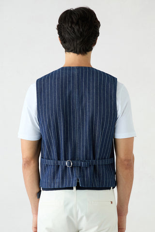  Koyu Lacivert Regular Fit V Yaka Pamuk Yelek