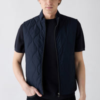 Orta Lacivert Dik Yaka Cepli Fermuarlı Kapitone Spor Yelek