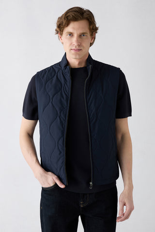  Orta Lacivert Regular Fit Dik Yaka Polyester Kapitone Spor Yelek