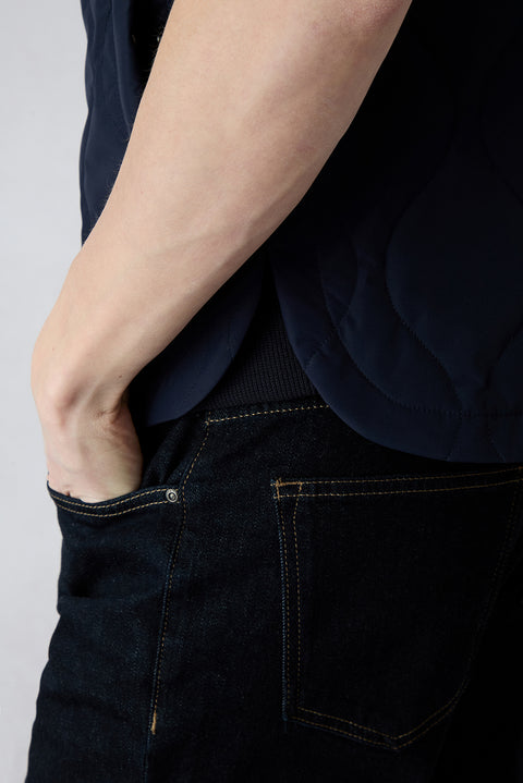 Orta Lacivert Dik Yaka Cepli Fermuarlı Kapitone Spor Yelek