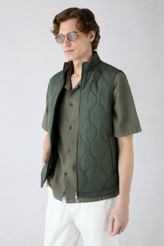  Orta Haki Regular Fit Dik Yaka Polyester Kapitone Spor Yelek