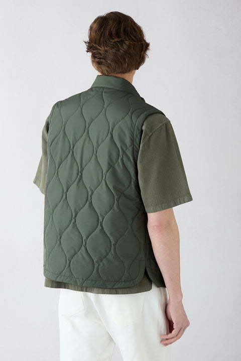 Orta Haki Dik Yaka Cepli Fermuarlı Kapitone Spor Yelek