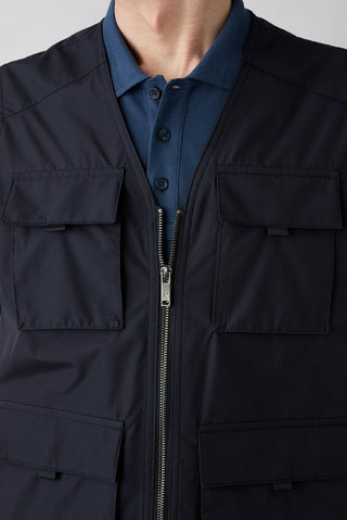  Orta Lacivert Regular Fit V Yaka Düz Yelek