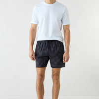 Dark Anthracite Regular Fit Lace-Up Patterned Swim Shorts with Pouch
