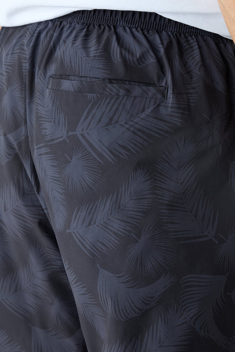 Dark Anthracite Regular Fit Lace-Up Patterned Swim Shorts with Pouch