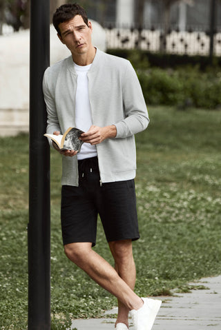 Siyah Beli İpli Örme Diz Boy Pamuk Spor Sweat Şort