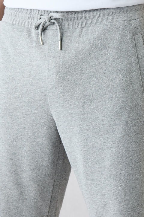 Orta Gri Melanj Beli İpli Örme Diz Boy Pamuklu Spor Sweat Şort