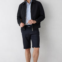 Koyu Lacivert Regular Fit Standart Kesim Lyocell Karışımlı Yan Cepli Bermuda Şort