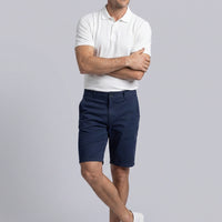 Koyu Lacivert Regular Fit Standart Kesim Çizgili Beli Lastikli Cepli Bermuda Şort