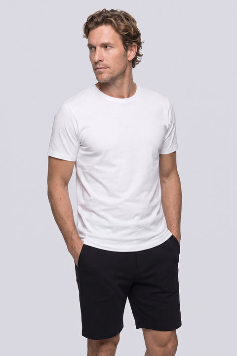 Siyah Techno-Line Regular Fit Çıtçıtlı Beli Lastikli Örme Esnek Sweat Şort