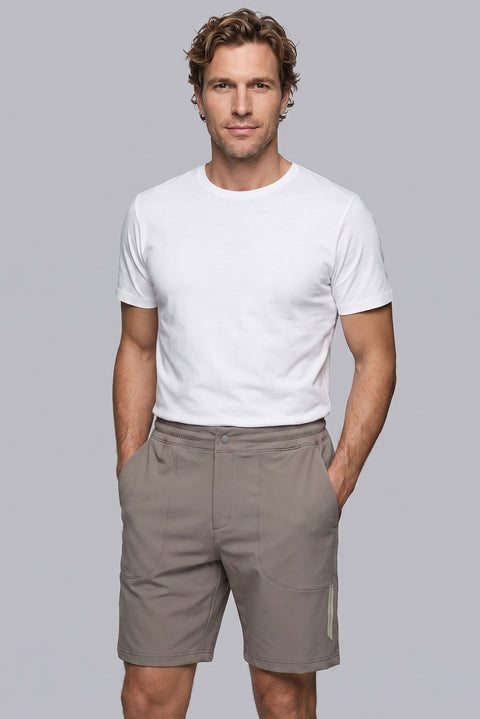 Orta Vizon Techno-Line Regular Fit Çıtçıtlı Beli Lastikli Örme Esnek Sweat Şort