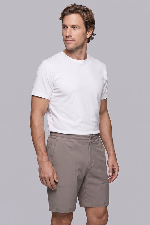 Orta Vizon Techno-Line Regular Fit Çıtçıtlı Beli Lastikli Örme Esnek Sweat Şort