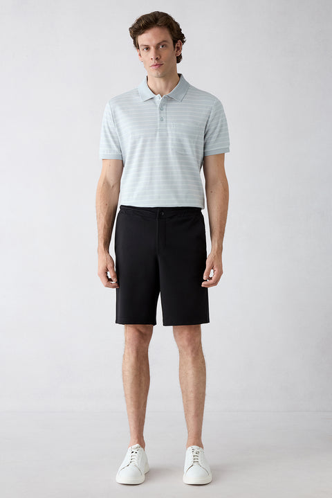 Black Regular Fit Knitted Shorts