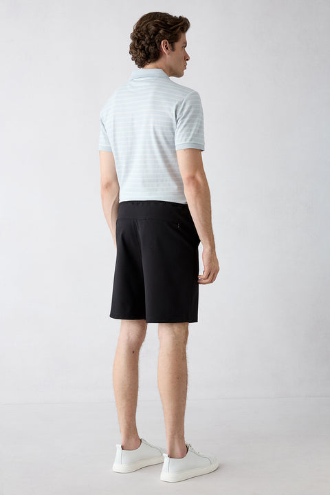 Black Regular Fit Knitted Shorts